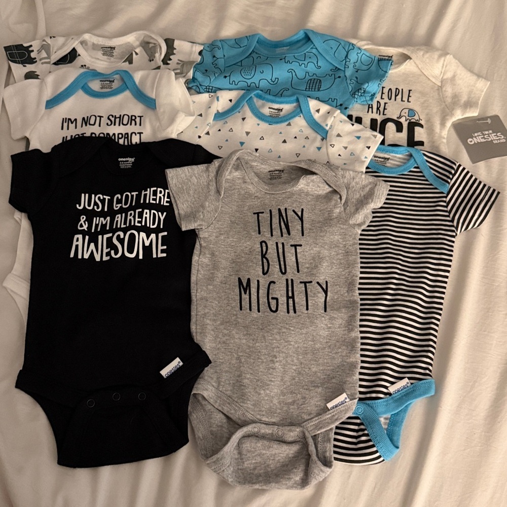 Onesies⁠ 8-Pack Baby Neutral Elephant Bodysuits Size 3-6 Months - Picture 2 of 3